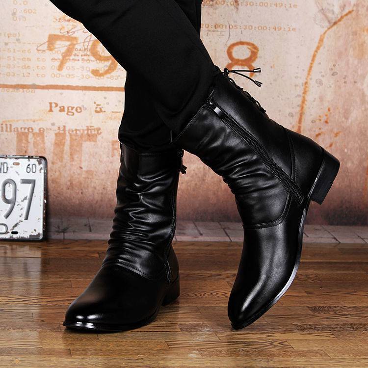 British Fashion Leather Pointed Men's Boots - Nyaabs