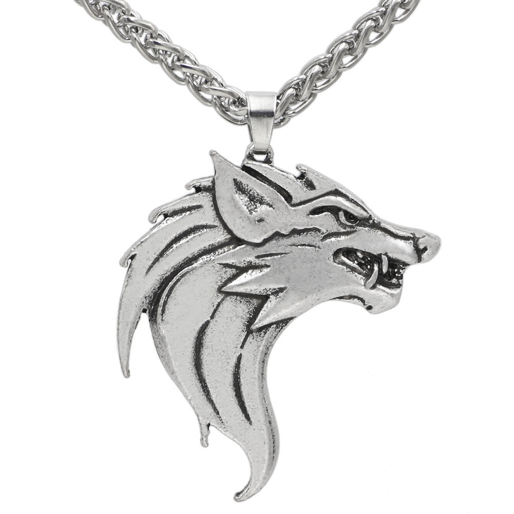 Wolf head pendant necklace men - Nyaabs