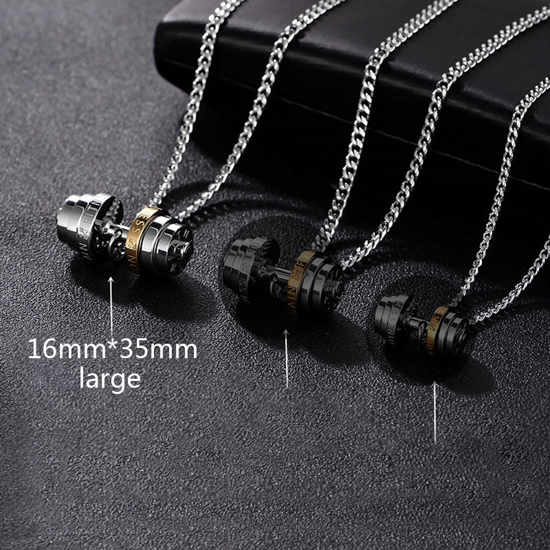 Stainless Steel Weights Gym Barbell Necklace Men - Nyaabs