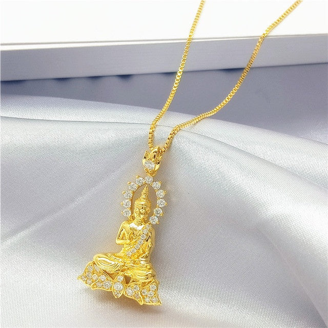 Golden buddha pendant necklace men and women - Nyaabs