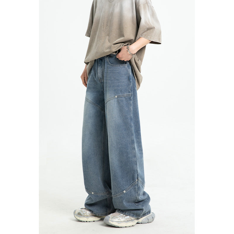 Men's Fashion Casual Rivet Deconstructing Straight Wide-leg Pants - Nyaabs