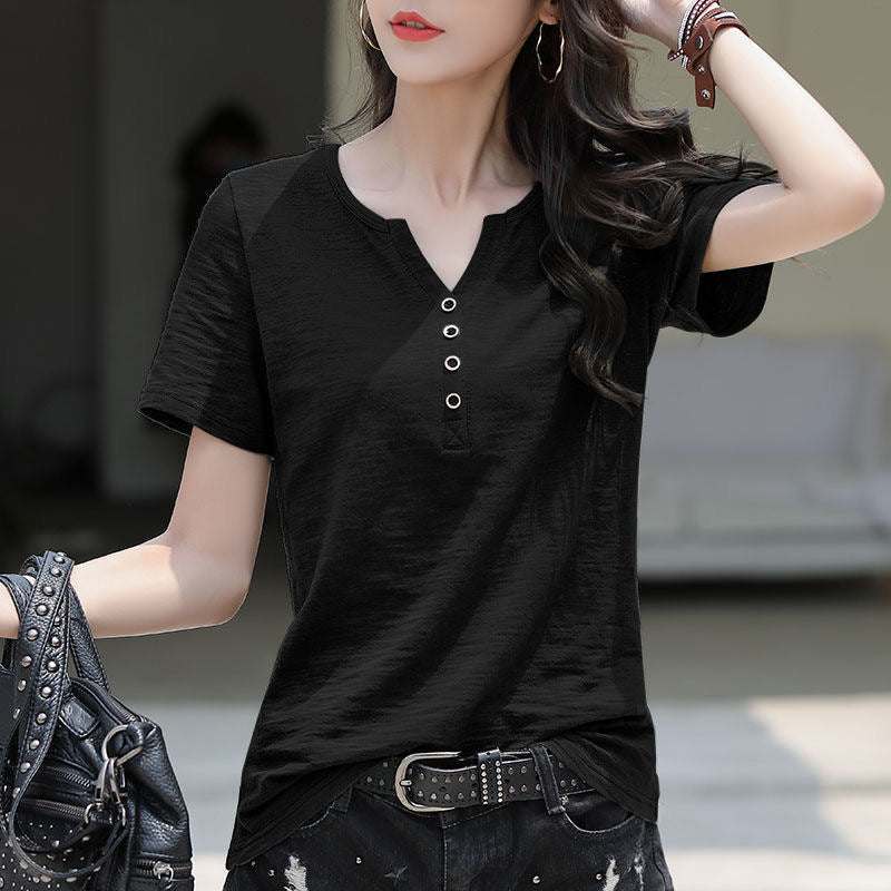 Women's Cotton Short-sleeved T-shirt Loose Bottoming Shirt - Nyaabs