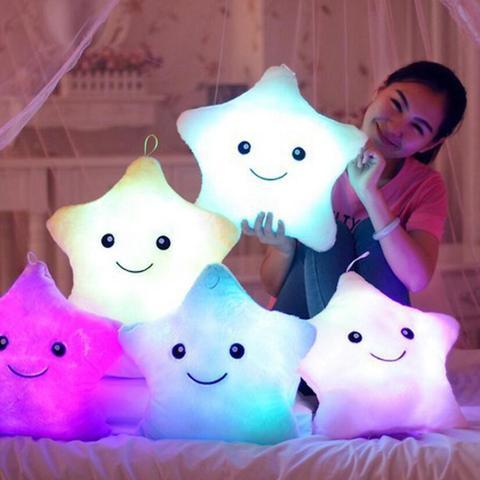 34CM Unique Toy Luminous Pillow Vivid Star Design LED Light Colorful Cushion Stars Plush Pillow Toys Gift For Kids Children Girl - Nyaabs