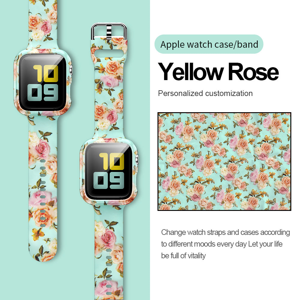 Suitable For Apple Watch Silicone Strap And Case Integrated With Pattern Printing - Nyaabs