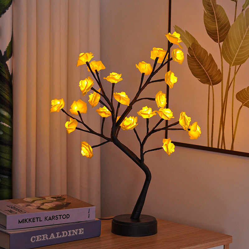 Table Lamp Flower Tree Rose Lamps Fairy Desk Night Lights USB Operated Gifts For Wedding Valentine Christmas Decoration - Nyaabs