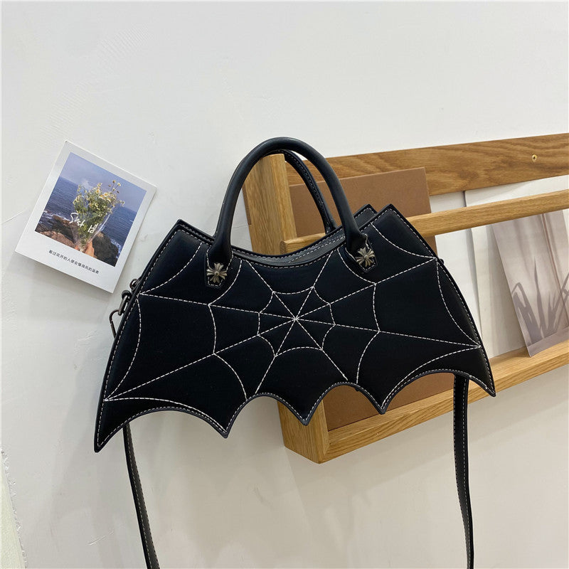 Halloween Spider Web Shape Shoulder Bags Personality Batgirl Tide Pu Handbags Fashoin Messenger Crossbody Bag - Nyaabs