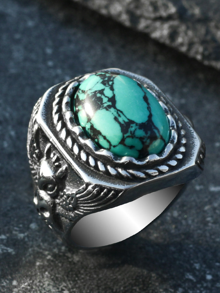 Vintage Turquoise Owl Ring For Men - Nyaabs