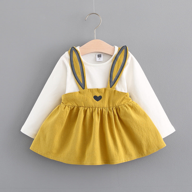 2021 autumn new Korean children's clothing, girls cute rabbit dress, baby baby princess dress 916 - Nyaabs