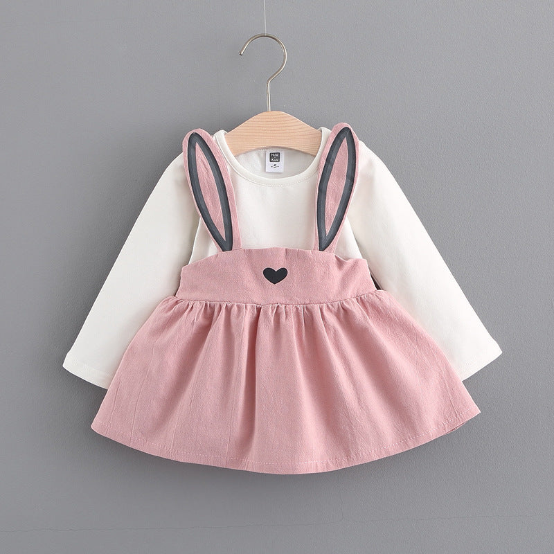 2021 autumn new Korean children's clothing, girls cute rabbit dress, baby baby princess dress 916 - Nyaabs