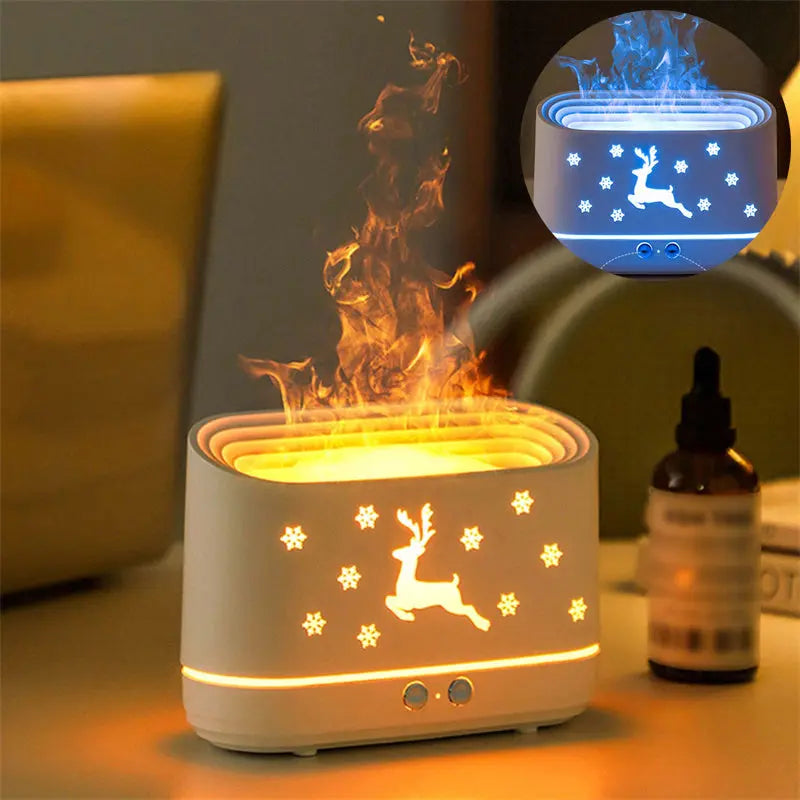 Elk Flame Humidifier Diffuser Mute Household Atmosphere Lamp Christmas Home Decorations - Nyaabs