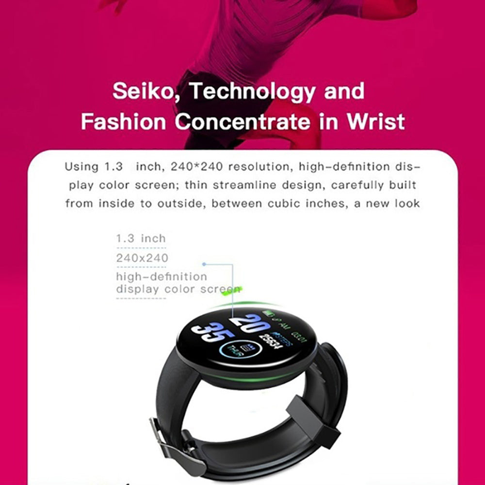 D18 Bluetooth Smart Watch, Men Women Blood Pressure Heart Rate Monitor Smart Watch, Pedometer Sport Tracker Smart Band For Android IOS - Nyaabs