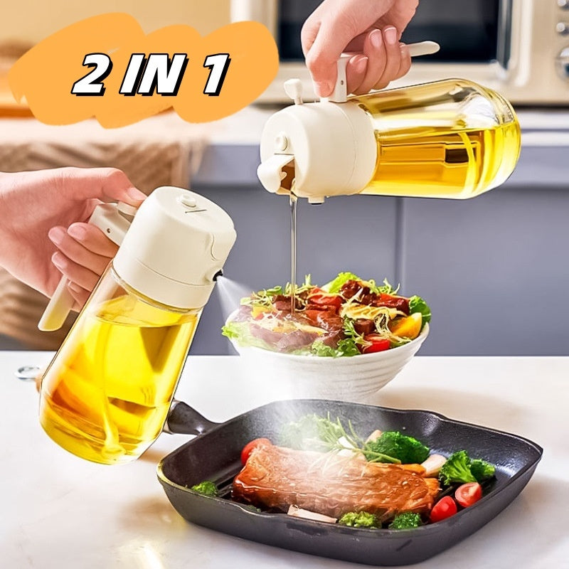 470ML Olive Oil Sprayer Dispenser For Cooking BBQ 2 In 1 Glass Oil Vinegar Soy Sauce Spray Kitchen Oil Bottle For Air Fryer - Nyaabs