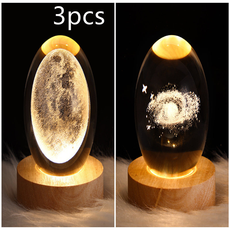 LED Night Light Galaxy Crystal Ball Table Lamp 3D Planet Moon Lamp Bedroom Home Decor For Kids Party Children Birthday Gifts nyaabs.com