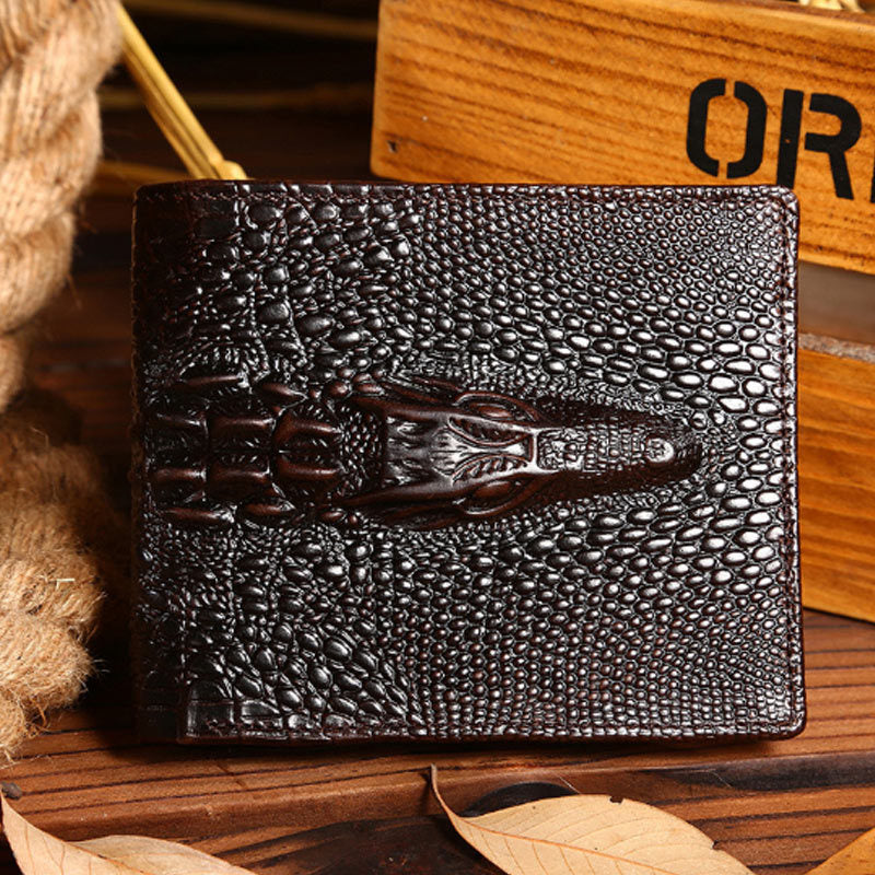 Men's Oil Wax Leather Long Wallet Grain Leather Casual - Nyaabs