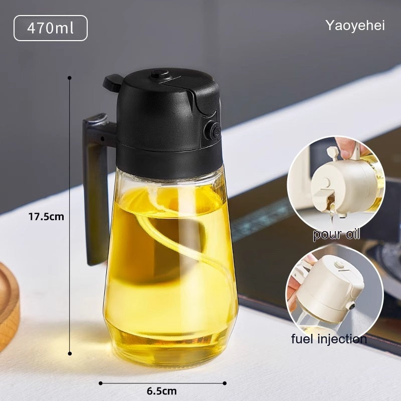 470ML Olive Oil Sprayer Dispenser For Cooking BBQ 2 In 1 Glass Oil Vinegar Soy Sauce Spray Kitchen Oil Bottle For Air Fryer - Nyaabs