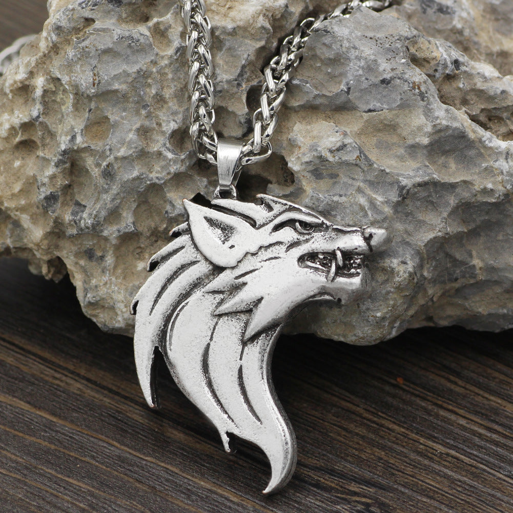 Wolf head pendant necklace men - Nyaabs