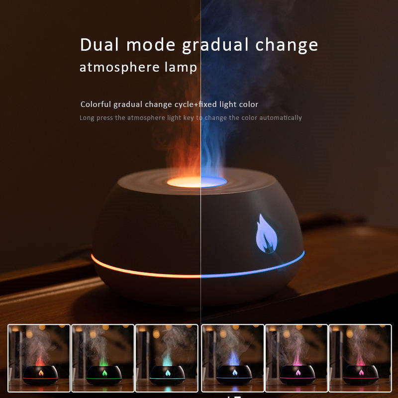 Flame Humidifier Aromatherapy Diffuser 7 Colors Light Home Air Humidifier 130ML USB Room Fragrance Essential Oil Diffuser nyaabs.com