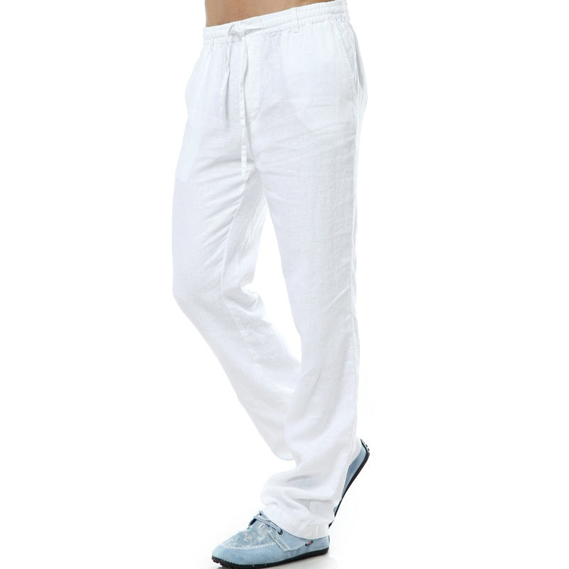 Men's Thin Casual Elastic Waist Linen Pant nyaabs.com