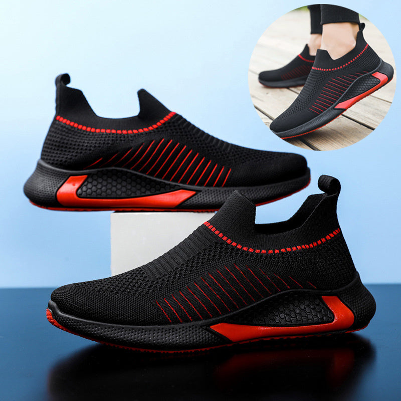 Fashion Mesh Sock Shoes With Striped Design Men Outdoor Breathable Slip-on Sneakers Csuale Lightweight Running Sports Shoes - Nyaabs