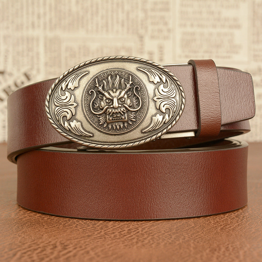 Men's Personality Belt Real Cowhide Ethnic Style Faucet Automatic - Nyaabs