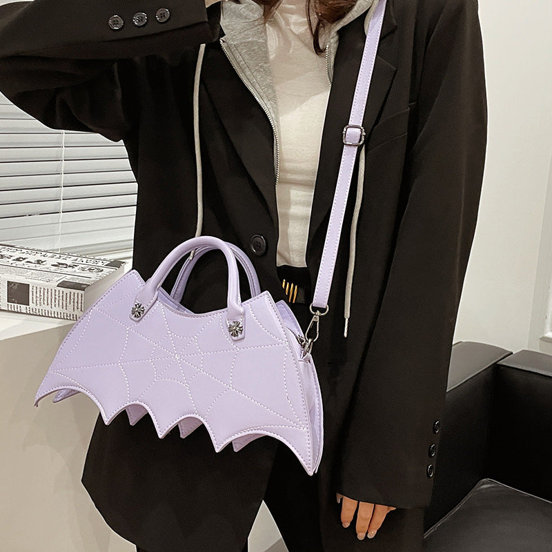 Halloween Spider Web Shape Shoulder Bags Personality Batgirl Tide Pu Handbags Fashoin Messenger Crossbody Bag - Nyaabs