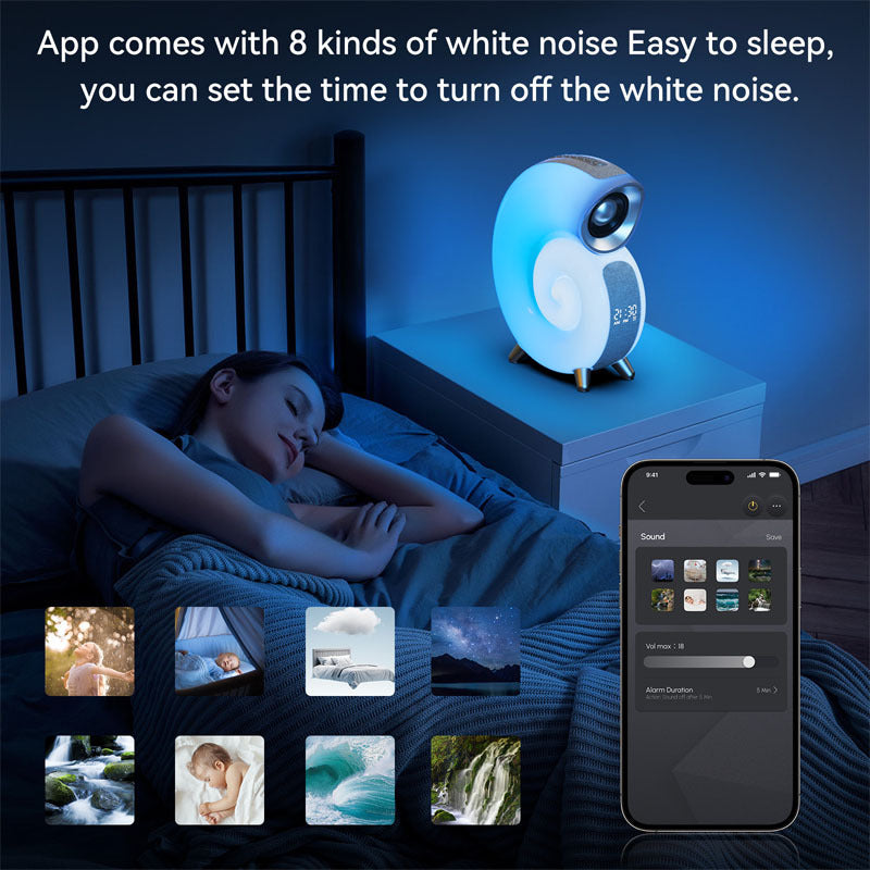 Conch Smart RGB Atmosphere Light Bluetooth Speaker Alarm Clock Wake-up Lamp White Noise Machine For Sleeping Baby APP Control - Nyaabs