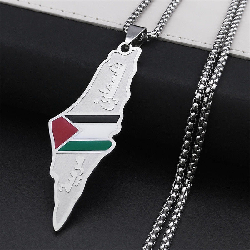 Palestine Israel Map Pendant Necklaces For Men Women Stainless Steel Gold Color Palestinians Ethnic Map Jewelry Gifts - Nyaabs