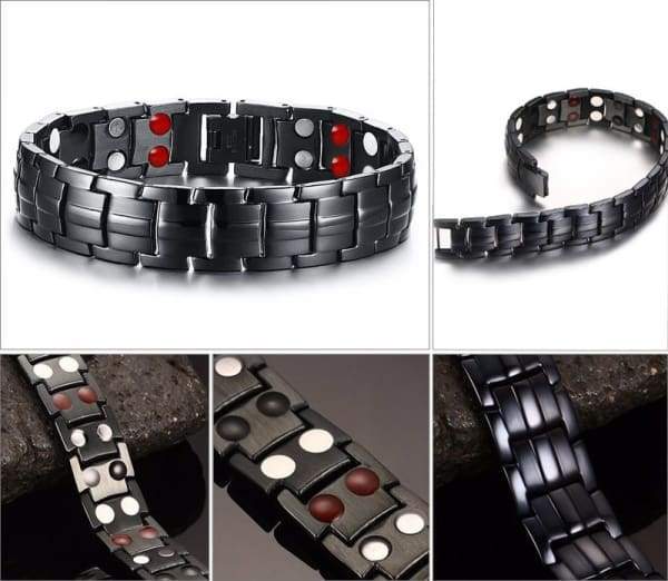 Black Bracelet Men Hand Chain Energy Health Germanium Magnetic Bracelet Men Stainless Steel Bracelets For Women Men - Nyaabs