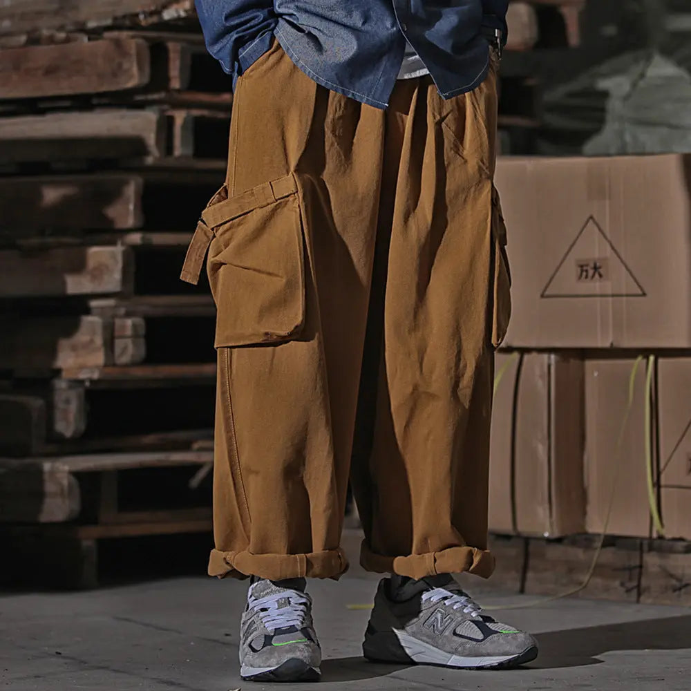 Multi-Pocket Workwear Men's High Street Wide Leg Pants - Nyaabs