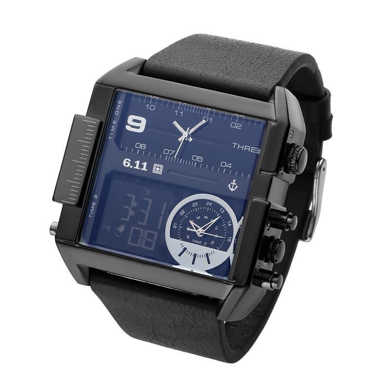 Multifunctional LED Square Three-Display Sports Electronic watch - Nyaabs