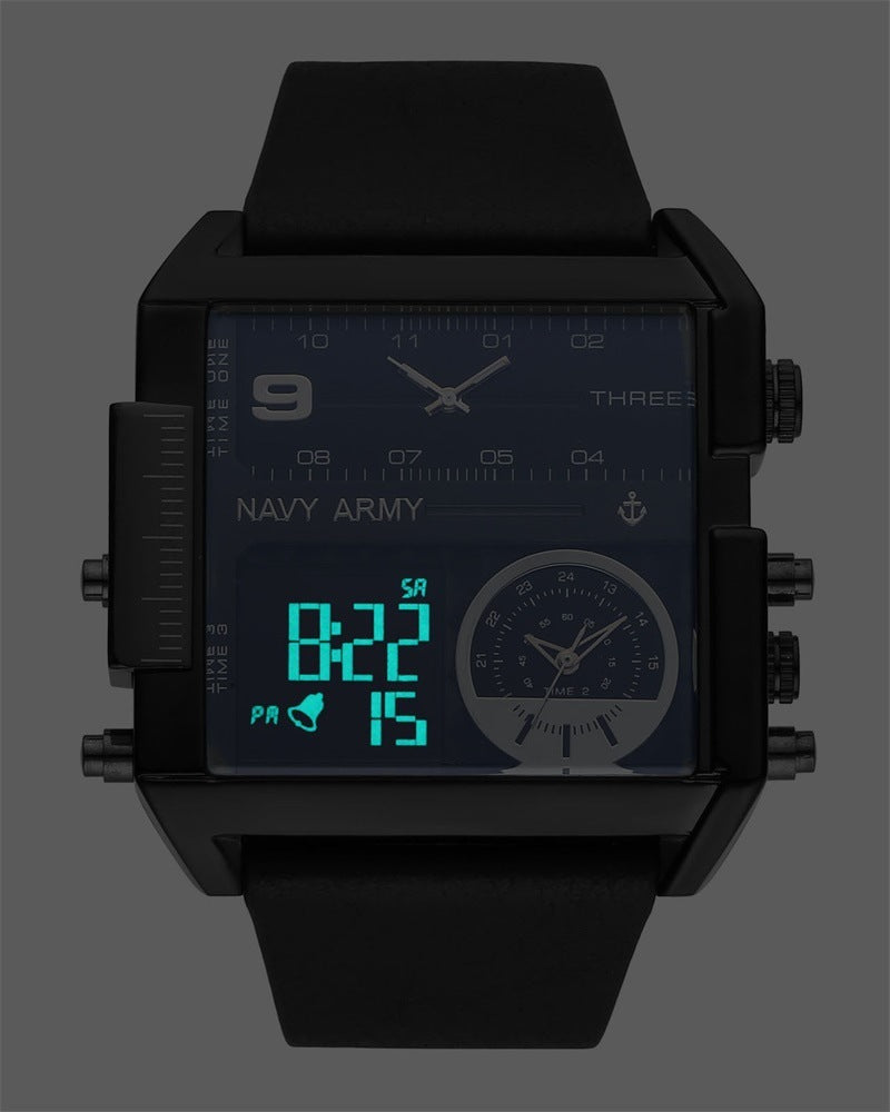 Multifunctional LED Square Three-Display Sports Electronic watch - Nyaabs