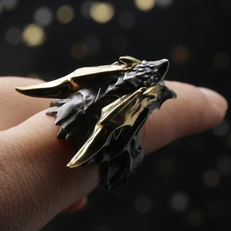 Unique Retro Distressed Gargoyles Ring For Men - Nyaabs