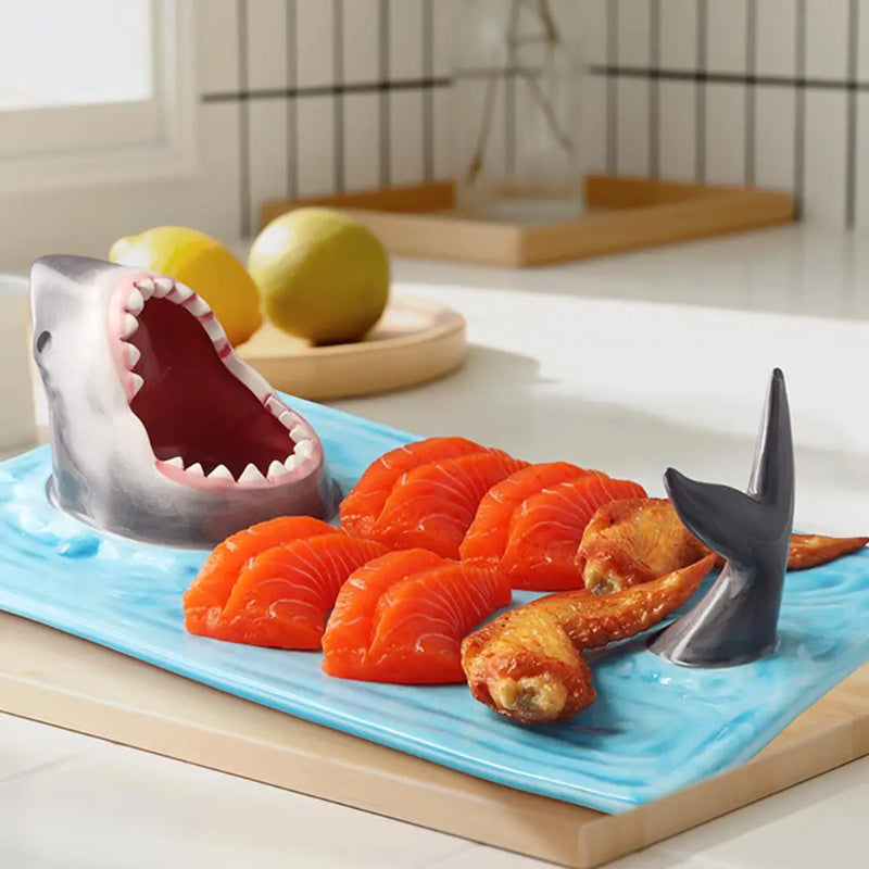 Internet Celebrity Seaside Shark Ceramic Plate Dumpling Plate Meal Kitchen Decoration Sushi Plate Beautiful Tableware - Nyaabs