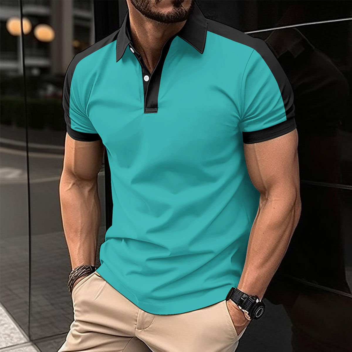 Men's Short Sleeve Business Shirt Summer Casual Polo Shirts - Nyaabs