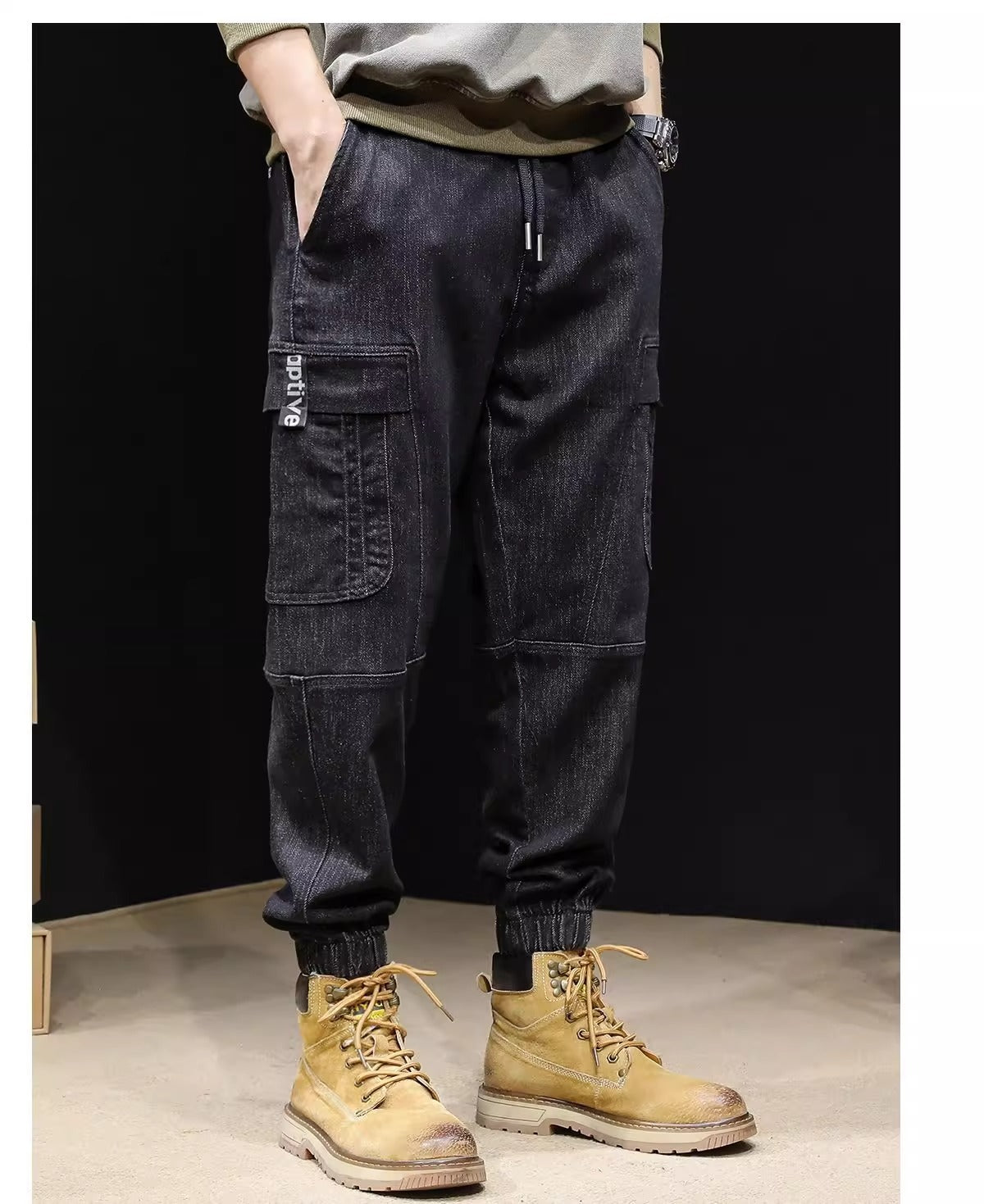 Men's Loose Retro Elastic Waist Jeans nyaabs.com