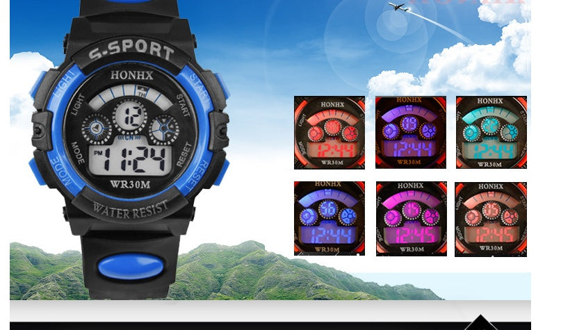 Student electronic watch Multifunctional waterproof LED luminous sports watch - Nyaabs