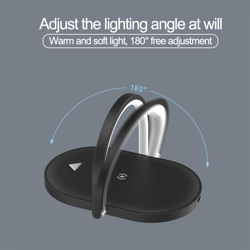 3 In 1 Foldable Wireless Charger Night Light Wireless Charging Station Stonego LED Reading Table Lamp 15W Fast Charging Light - Nyaabs