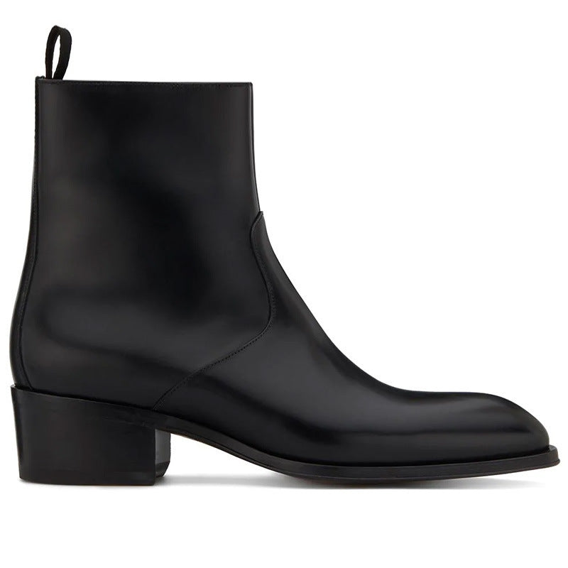 Leather Pointed Toe Zipper High Street Martin Boots - Nyaabs