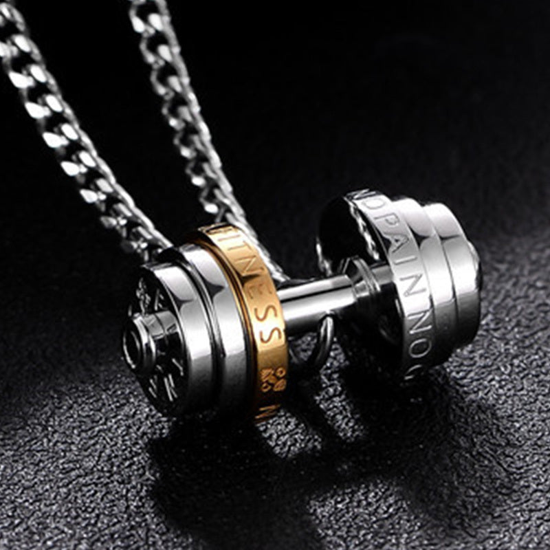 Stainless Steel Weights Gym Barbell Necklace Men - Nyaabs