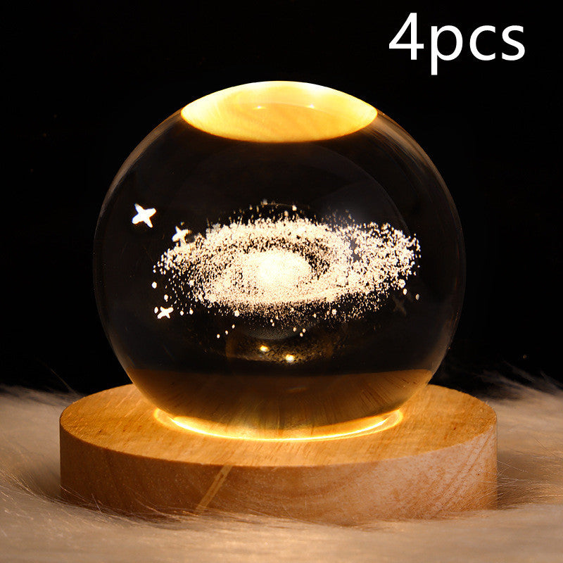 LED Night Light Galaxy Crystal Ball Table Lamp 3D Planet Moon Lamp Bedroom Home Decor For Kids Party Children Birthday Gifts nyaabs.com