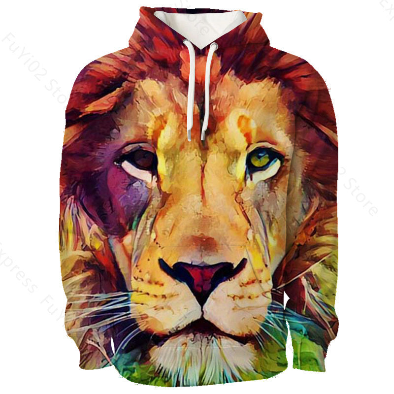 Animal 3d Wolf Pattern Hoodie Men And Women Sports Casual Wear - Nyaabs