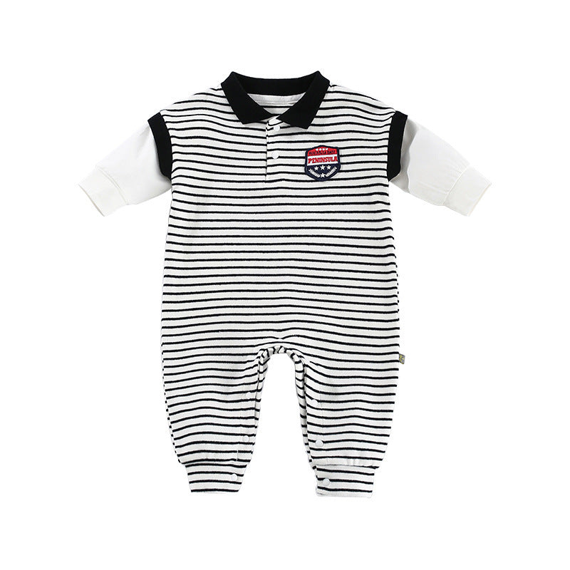 Baby Onesies Striped Male Baby Newborn Clothes Baby Autumn Clothes - Nyaabs