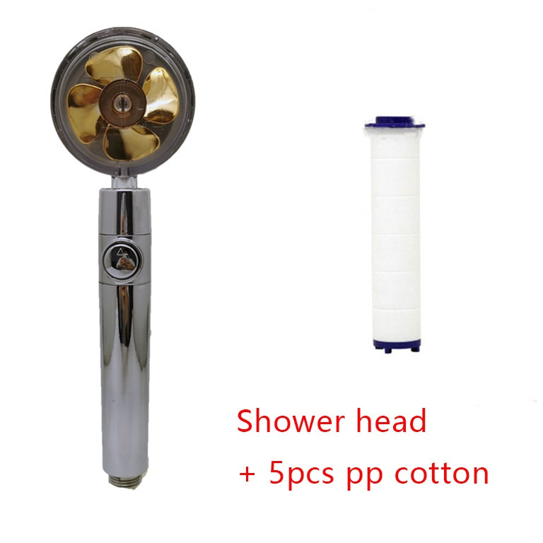 Shower Head Water Saving Flow 360 Degrees Rotating With Small Fan ABS Rain High Pressure Spray Nozzle Bathroom Accessories nyaabs.com