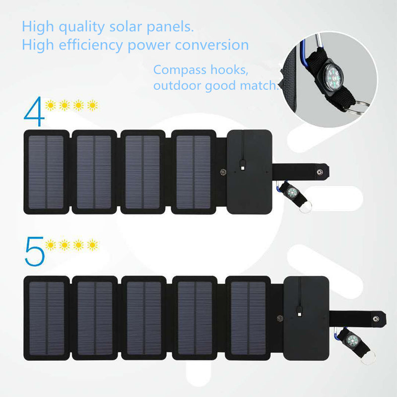 Outdoor Folding Solar Panel Charger Portable 5V 2.1A USB Output Devices Camp Hiking Backpack Travel Power Supply For Smartphones - Nyaabs