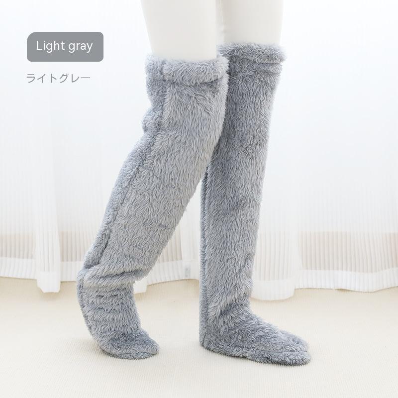 Over Knee High Fuzzy Long Socks Winter Warm Cold Leg Knee Joint Cold-proof Stockings Home Floor Sleeping Socks - Nyaabs