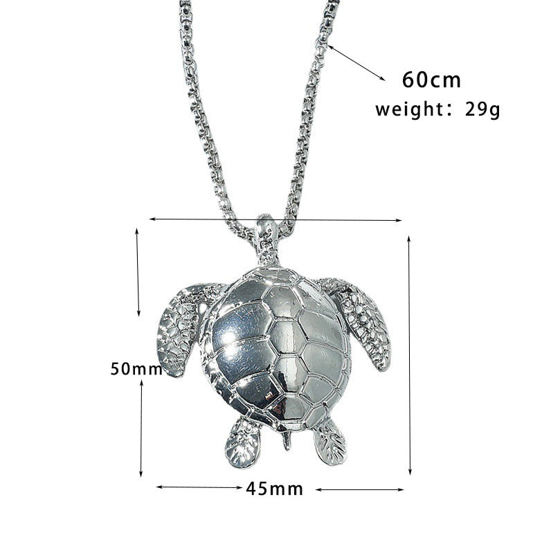 Silver Sea Turtle Men Necklace - Nyaabs