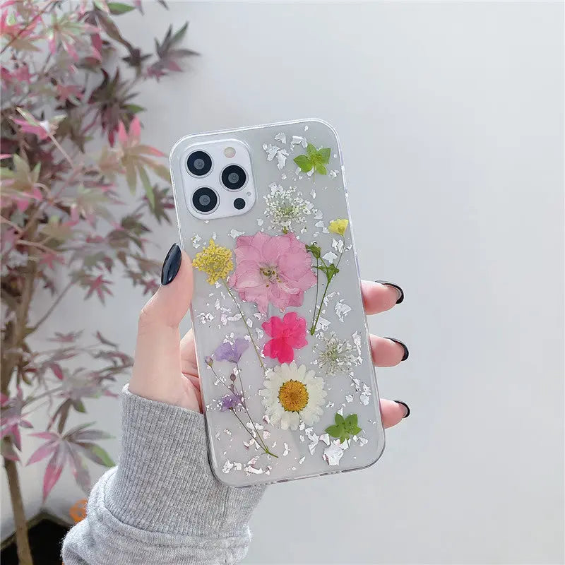 Silver Foil Dried Flowers For Mobile Phone Cases Epoxy Transparent - Nyaabs