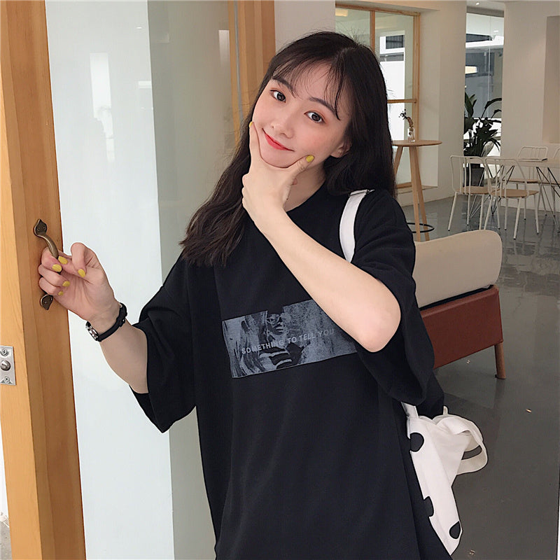 Hong Kong Style Super Fire Cec Short-sleeved T-shirt Female Korean Style Tide Ins Hong Kong Style Lazy Style Loose Top - Nyaabs