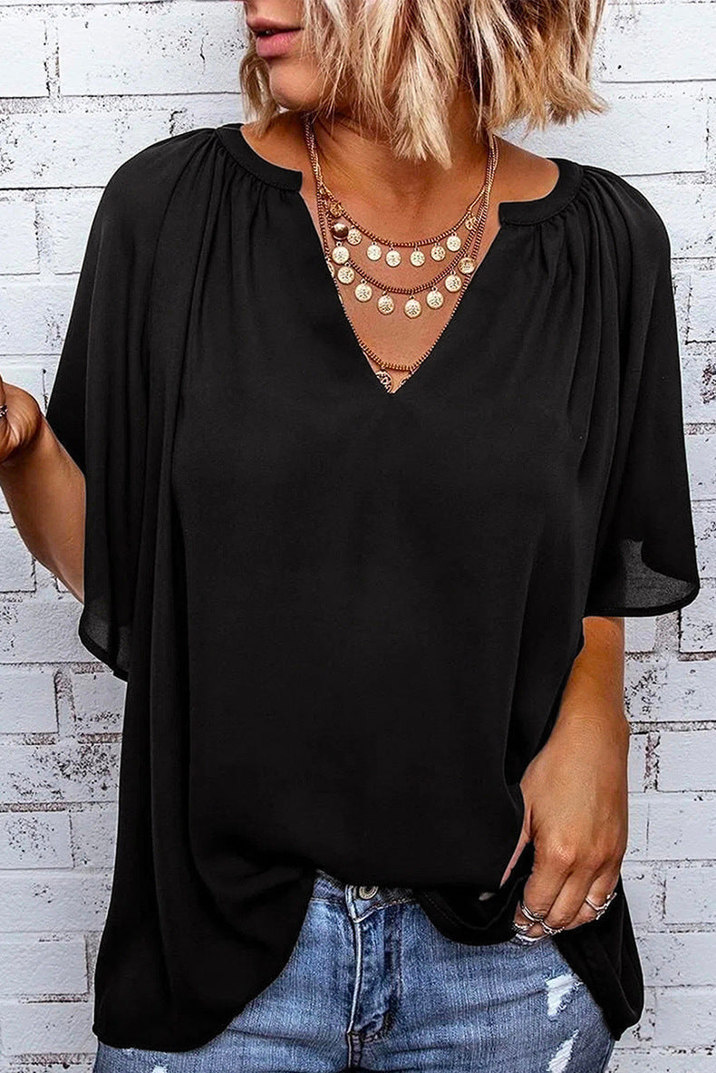 Loose Half Sleeve T-Shirt Pullover Top - Nyaabs