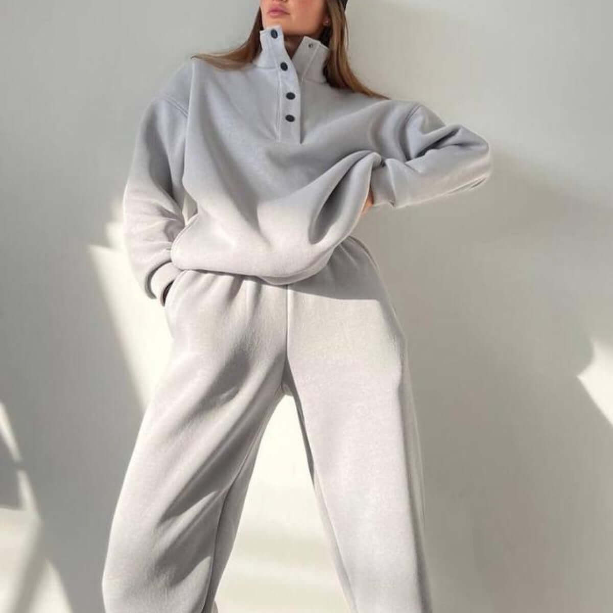 Oversized Solid Casual Pullovers Long Pant Set Warm Hoodie New Tracksuit Suit Fashion Pant Sets Sets For Women 2 Pieces - Nyaabs